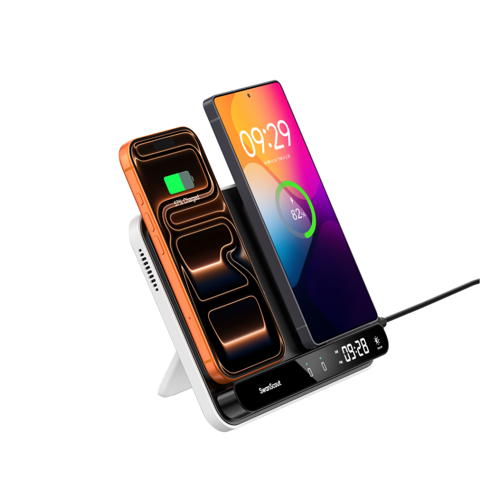 SwanScout 504 - Dual Wireless Charging Stand for Phones