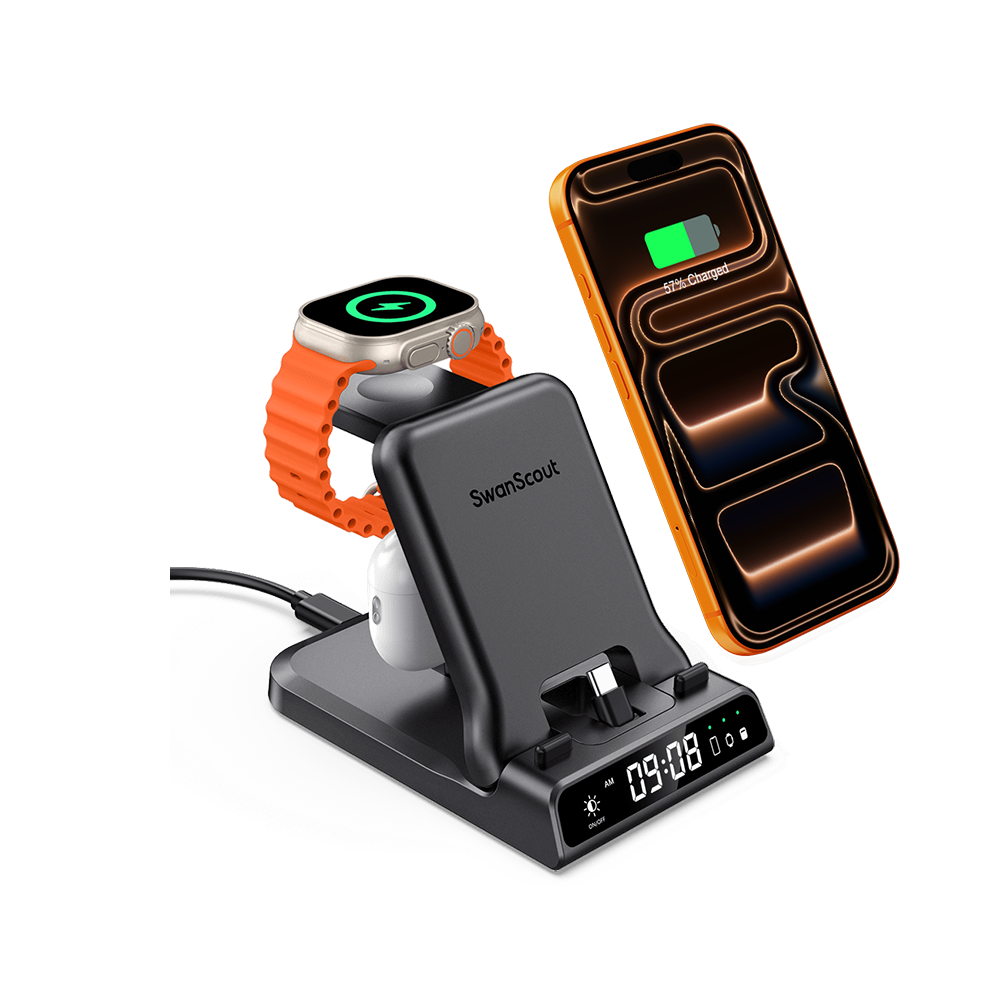 USB-C Fast Charger for Apple with Clock