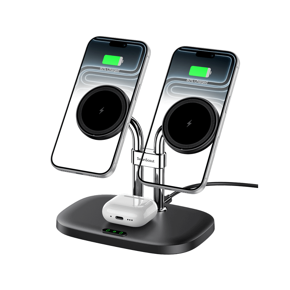 Dual Magnetic iPhone Charger & Wireless Dock for AirPods