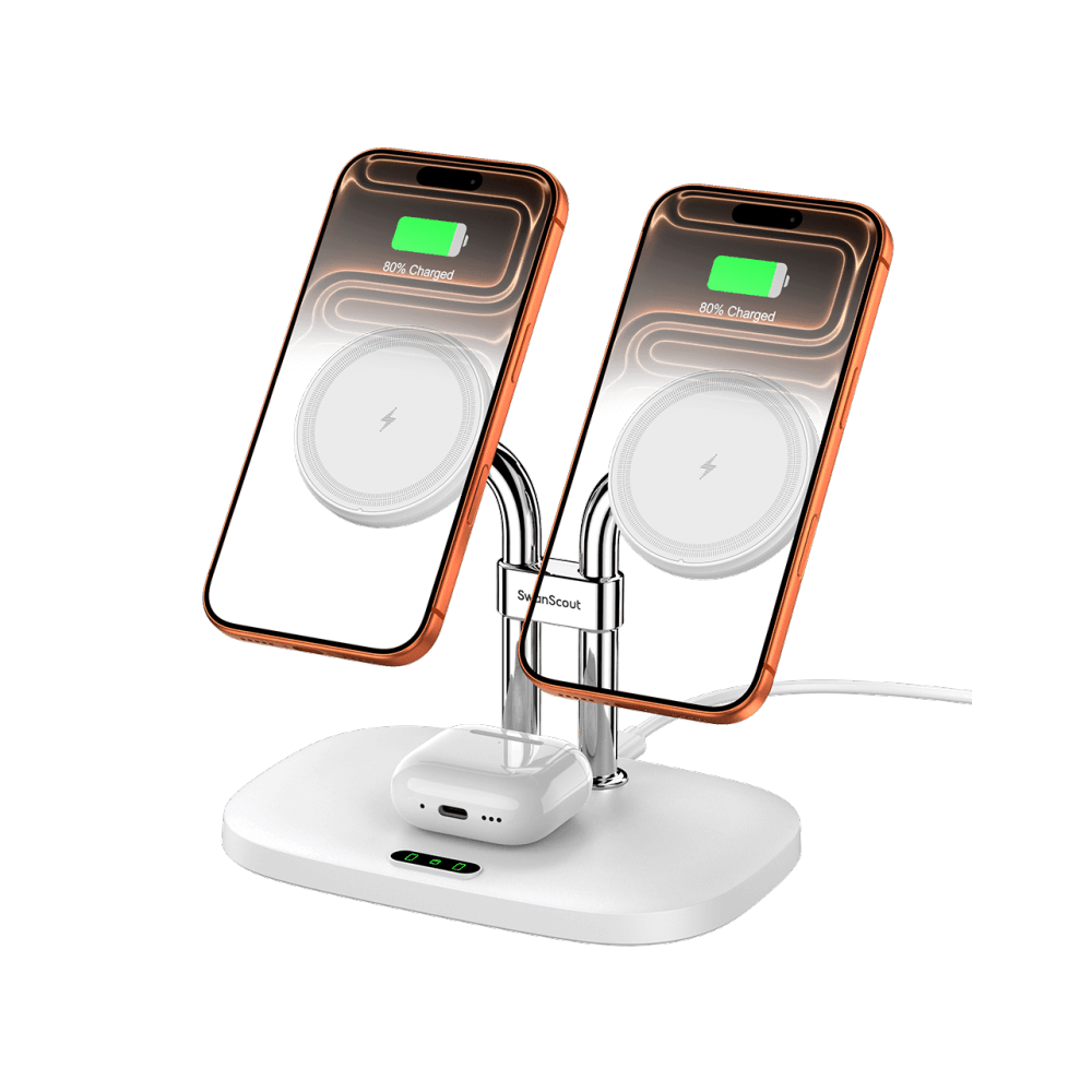 Dual Magnetic iPhone Charger & Wireless Dock for AirPods