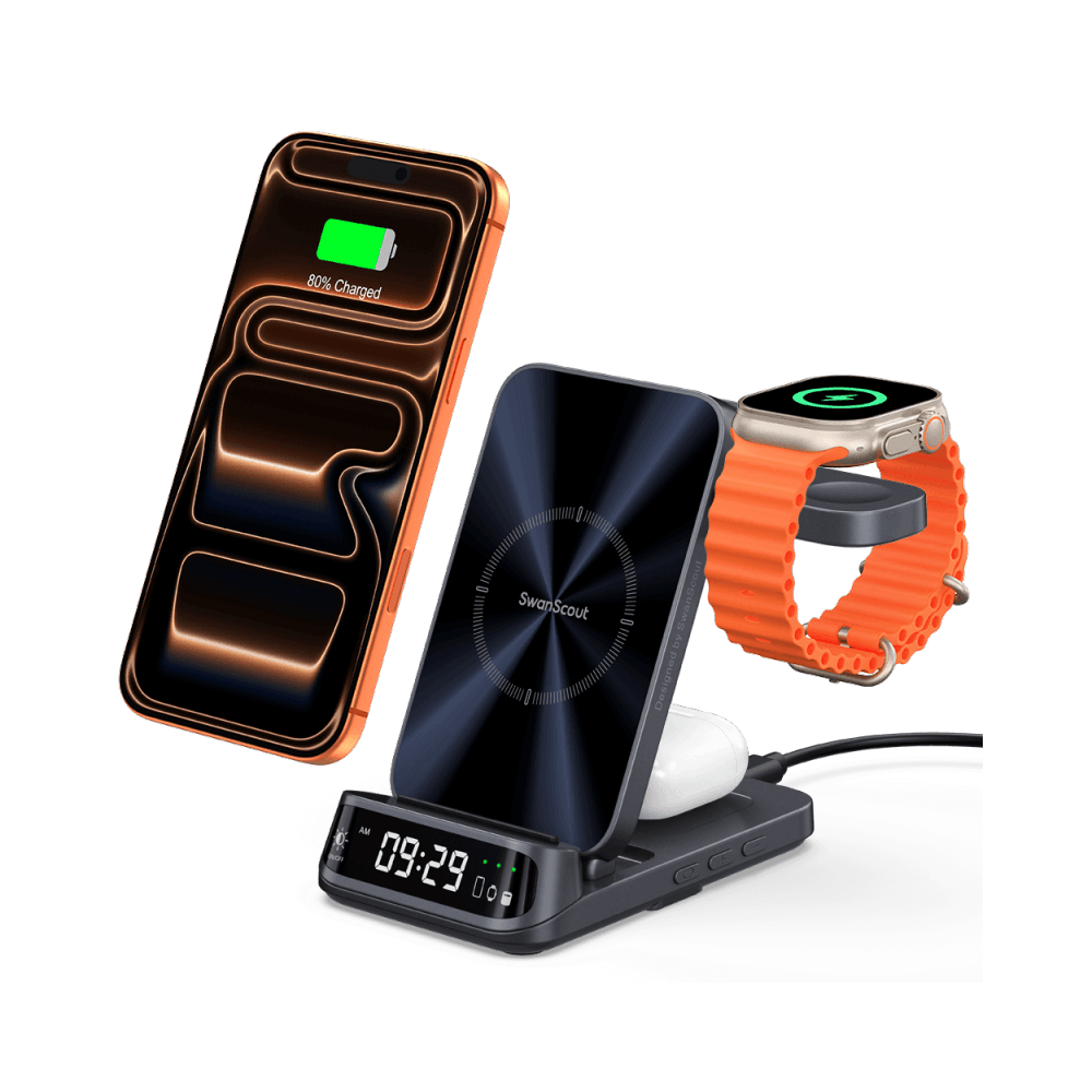 3 in 1 Wireless Charger for Apple with Clock