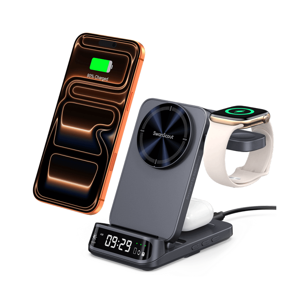 3 in 1 Magnetic Charger for Apple with Clock