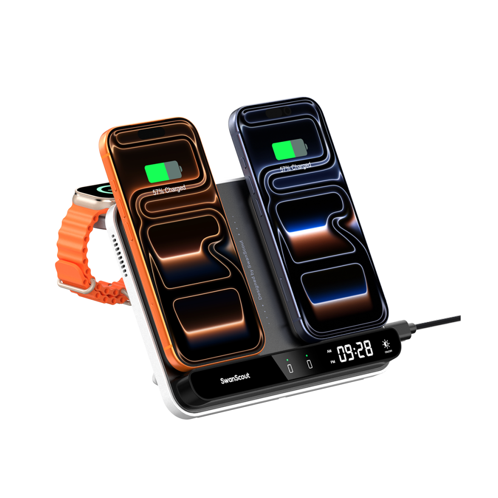 Wireless Charging Stand for Two Phones & Apple Watch